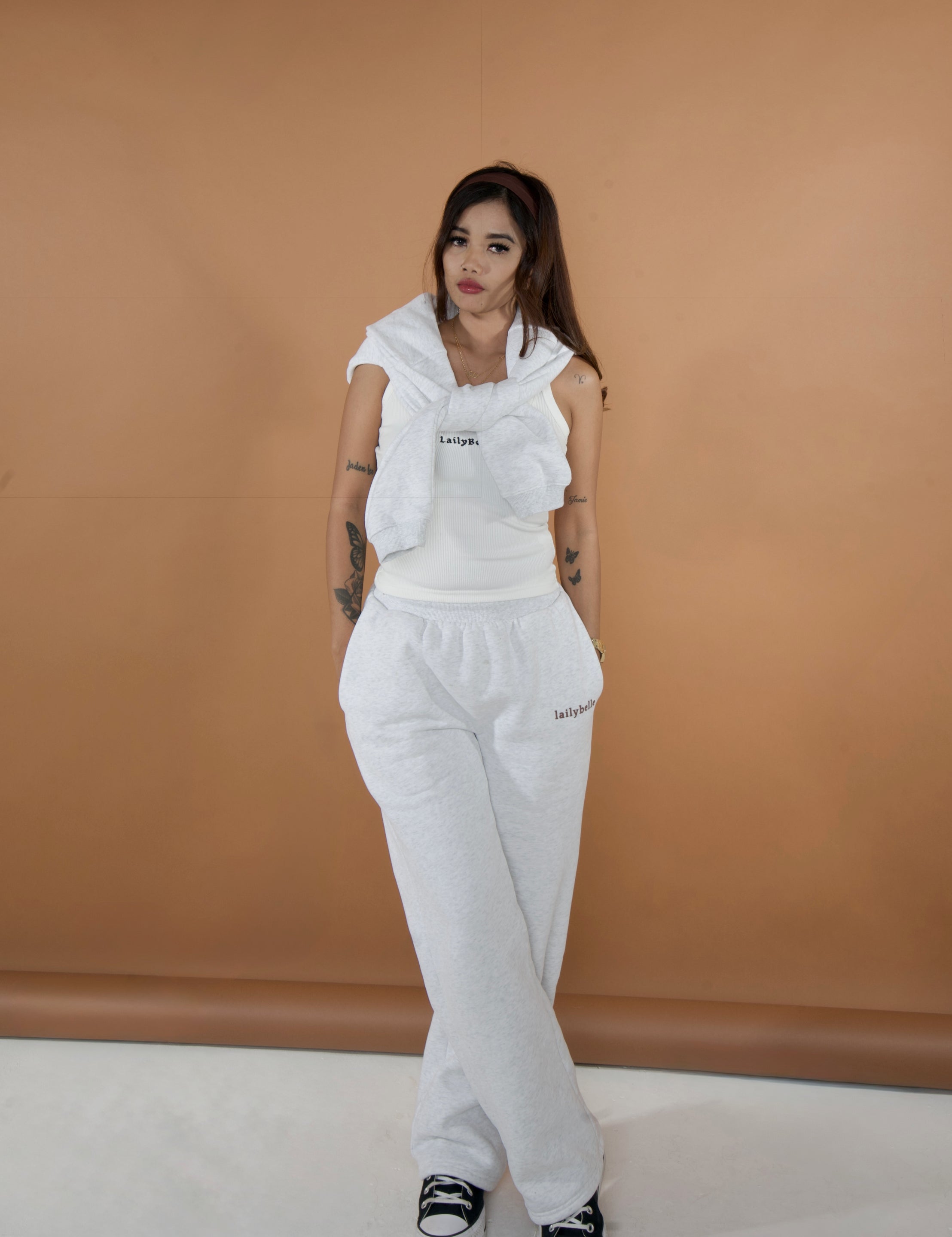LAILY straight-leg Track Pants — MARL GREY