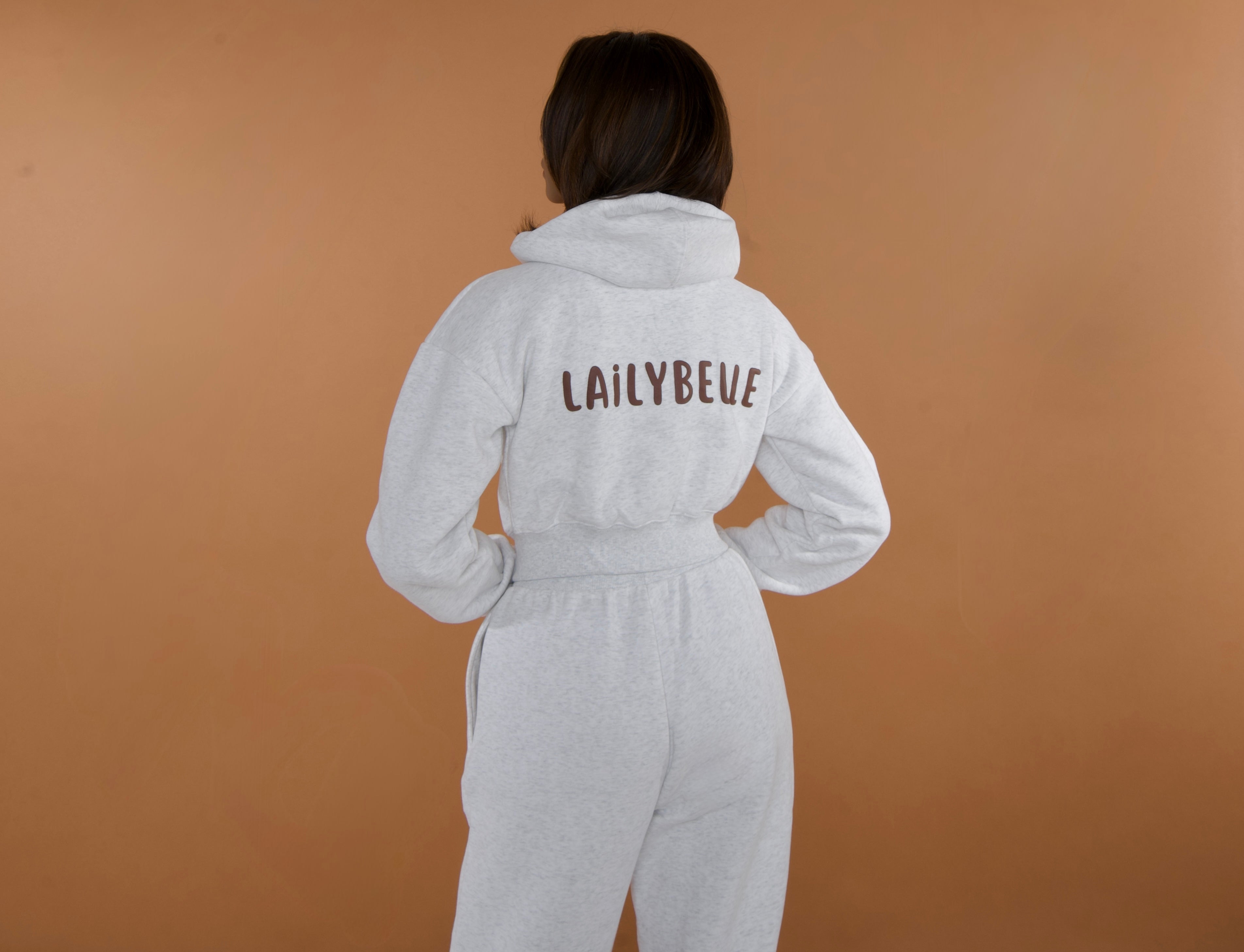 Laily Crop Zip Up Hoodie - Marl Grey